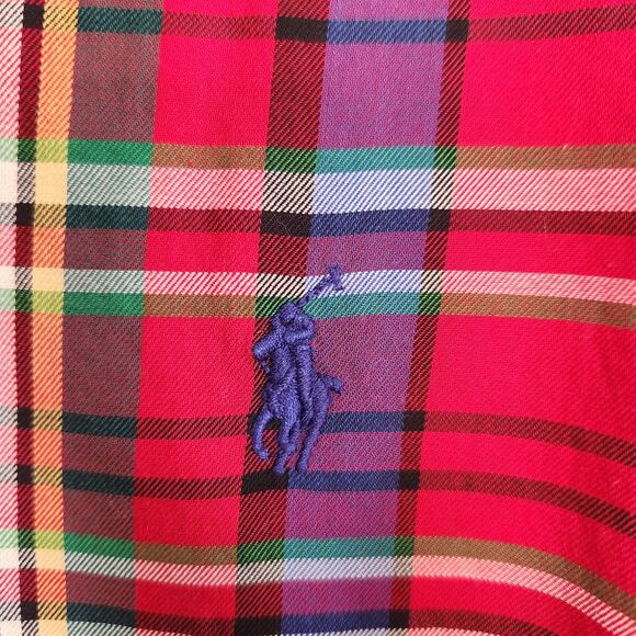 Polo Ralph Lauren Y2K Red/Blue Plaid Long Sleeve Button Up Shirt size XL - Picture 3 of 7